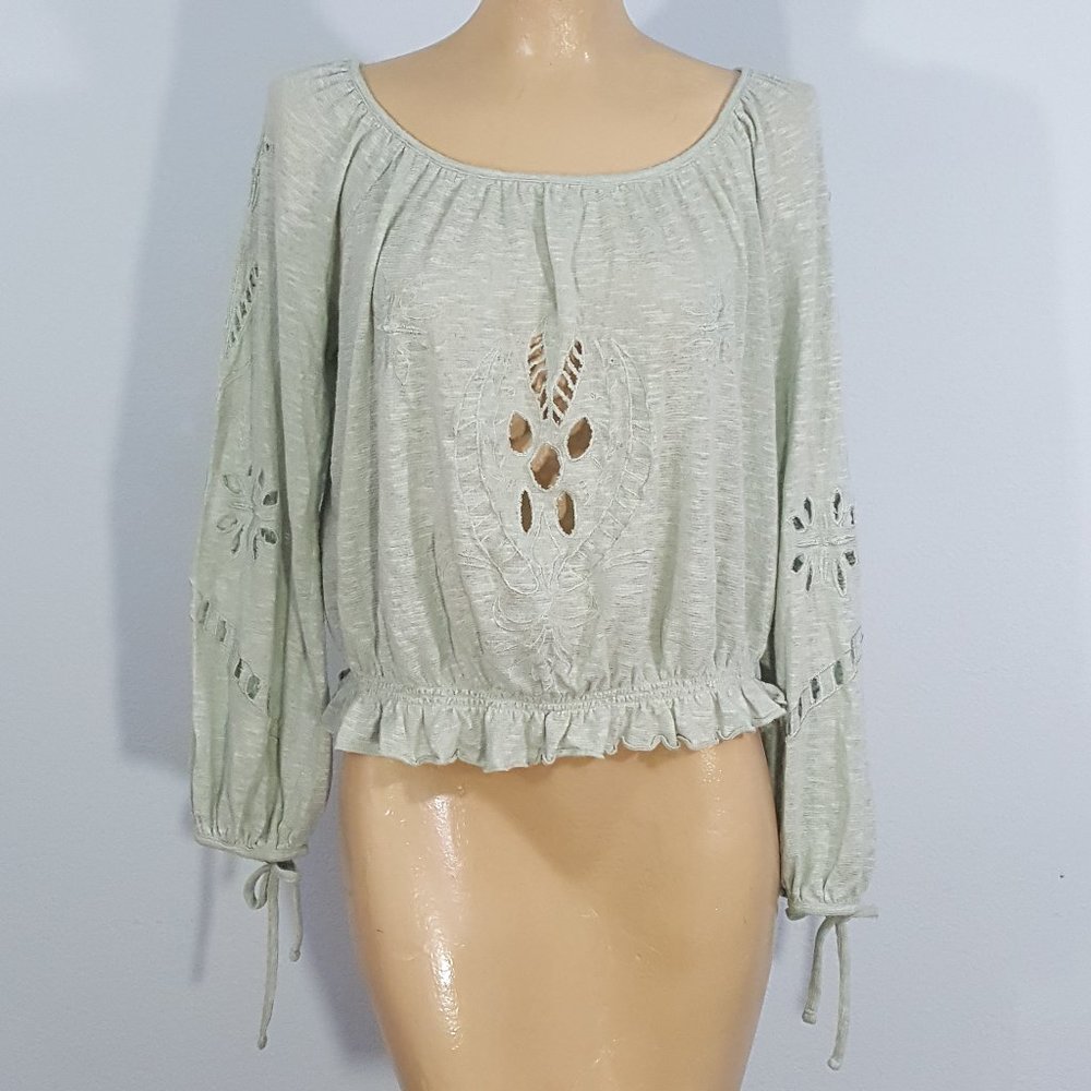 Free People Mint Green Embroidered Peasant Top Woman S Nordstrom